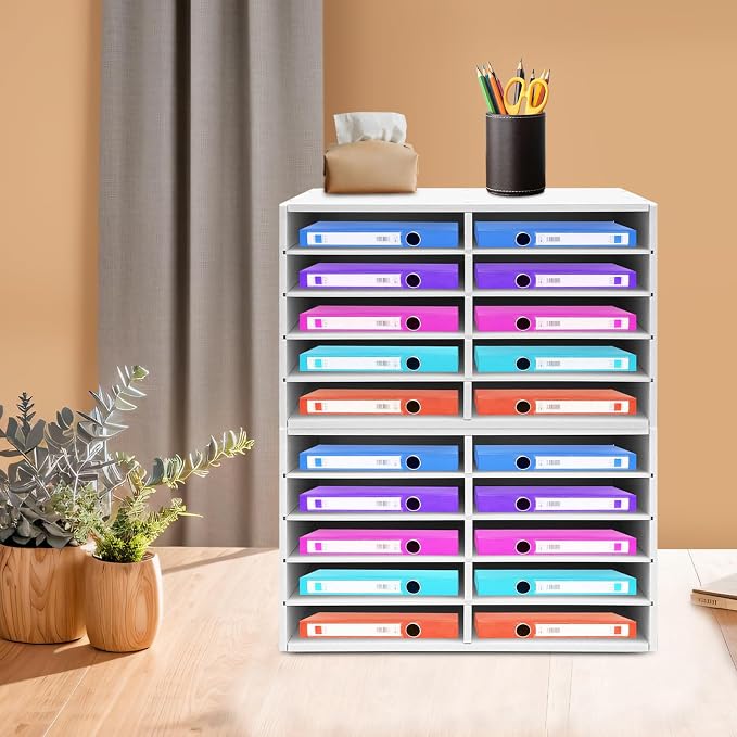 2 Pack 10-Slot Desktop Paper Storage Cabinets File Organizer | Sturdy Waterproof PVC Construction | Quick Easy Assembly | Smooth Burr-Free Edges | Anti-Slip Pads | Multi-Scenario Use - Image 2