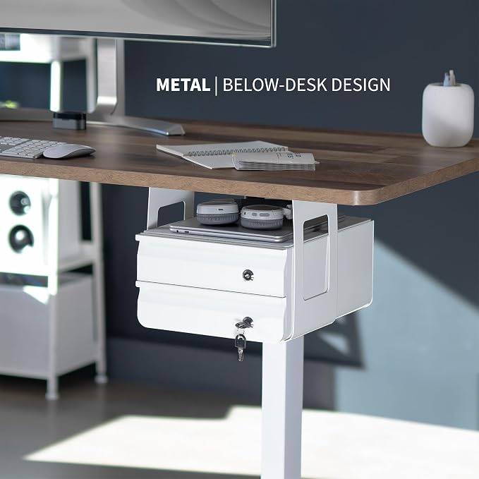 VIVO White 12 x 14 inch Under Desk Double Stacked Drawers, DESK-AC03L-2W | Sturdy Steel Design, Secure Dual Locking Drawers, Home Office Storage Organizer, Holds 11 lbs - Image 9