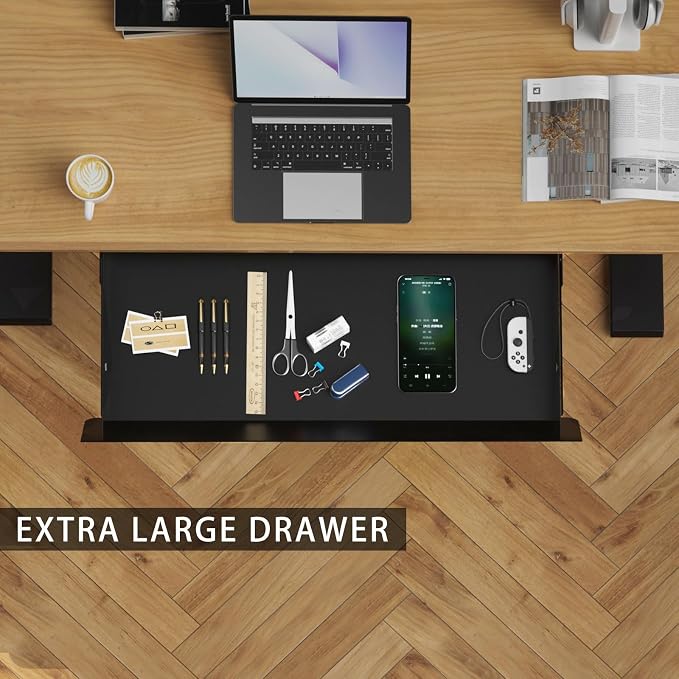 Under Desk Drawer with Removable Tray, 22.4" Wide 2-in-1 Organizer – 60° Ergonomic Tilt, 4-Compartment Insert for Pens, Phones & Cables, Ball Bearing Slides, for Home Office & Student Desk - Image 7