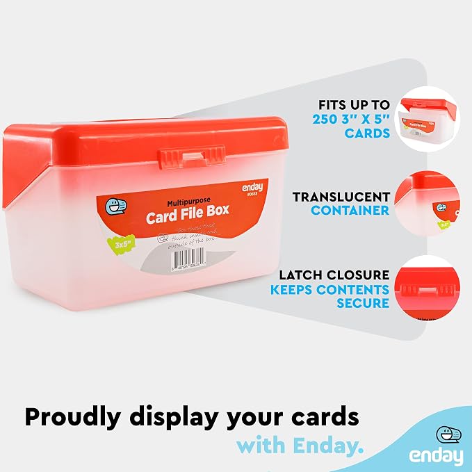 Enday Index Card Box Red 3x5 Index Card Holder, Index Card Organizer, Flash Card Holder, Holds 250 Cards. (36 PC) - Image 3