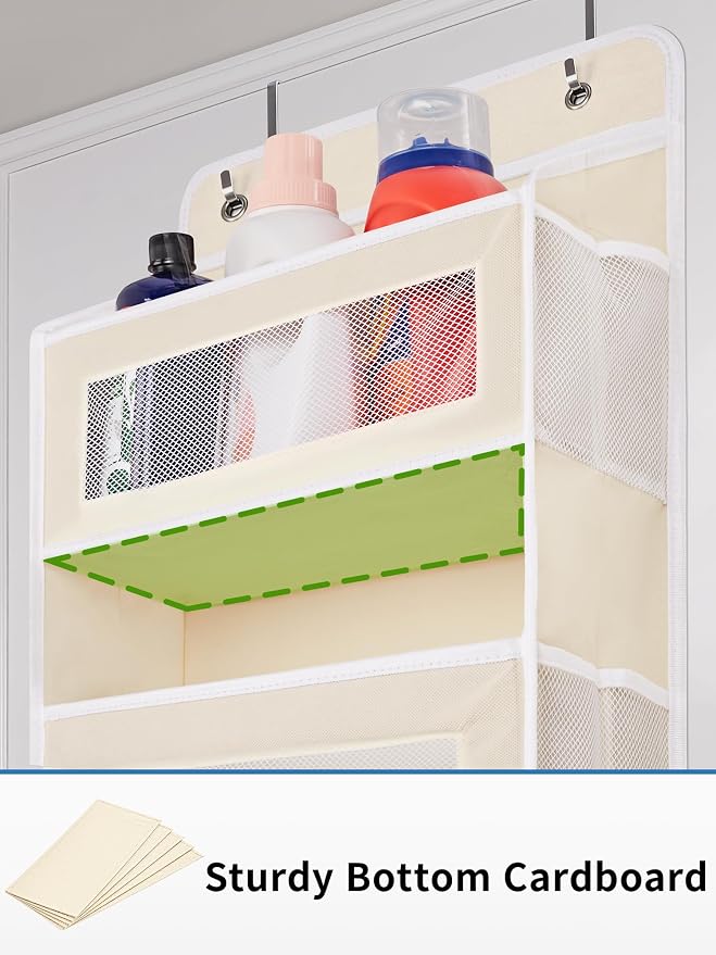 JARLINK Over the Door Organizer for Bedroom, Pantry Bathroom, 5 Shelf Beige | Anti-Tilt Design, 44 lb Load Capacity, Hanging Door Organizer with 5 Large Capacity Pockets, Behind Door Storage for Nursery - Image 8