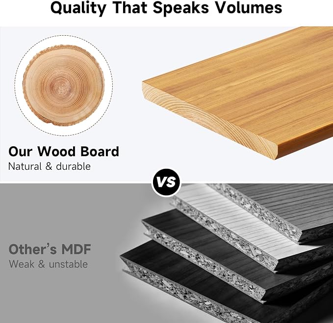 Dual Monitor Stand, 35.4 Inch Monitor Stand Riser for 2 Monitors, 2 Tiers Wood Desk Shelf with Storage, Desktop Organizer Stand for Computer, Laptop, Printer, TV - Image 4