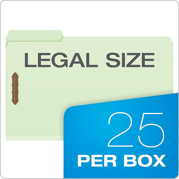 Pendaflex 17186 Pressboard Folders, 2 Fasteners, 2" Expansion, 1/3 Tab, Legal, Green (Box of 25) (Pack of 4) - Image 7