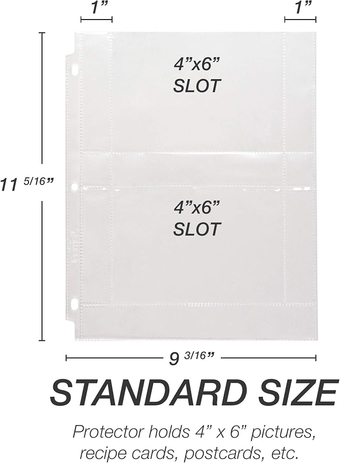 Samsill 4x6 Photo Pages for 3-Ring Binder 4x6, 25 Pack, Holds 100 Pictures, Each 2-Pocket Photo Pages Hold Four 4 x 6 Pictures, 4x6 Photo Pockets, 4x6 Photo Sheet Protector - Image 3
