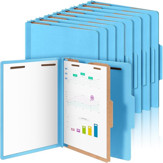 Skyygemm 24 Pcs Classification Folder Letter Size, 1 Divider,Blue | Back to School Supplies, File Organizer with Fastener, Expanding File Organizer Bulk for Office Employee, Staff, Teacher by Skyygemm