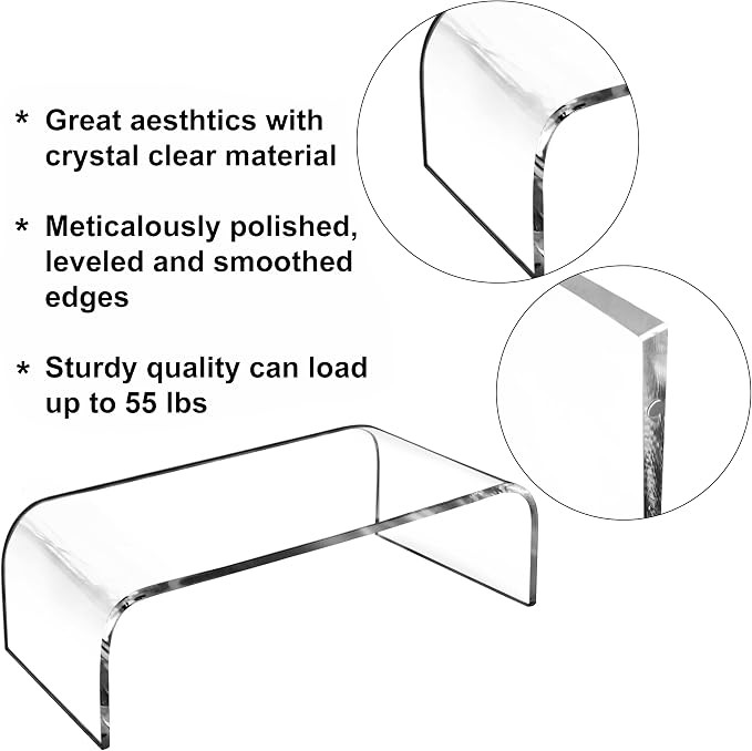 AMT Acrylic Laptop Monitor Stand & Computer Riser with Cat Keyboard Protector, Space-Saving Design, Extra Storage, Clear Shelf - Ideal for Monitors, Laptops, Printers, Desktop Decor - Image 7
