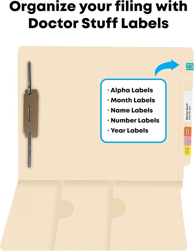 Pocket File Folders, Doctor Stuff, Reinforced End Tab Folder with Double Pocket on Inside, Fastener in Position 1, 11 pt Manila Stock, Carton of 250 - Image 6