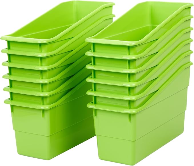 Really Good Stuff Durable Book & Binder Holders, 12-Pack, Green Neon | 5.5" x 12.5" x 7.5", Classroom Organization, Storage Solution, Sturdy & Versatile - Image 4
