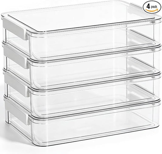 Citylife 4Packs 6Qt Paper Storage Box with Lids, Craft Organizer | Stackable Scrapbook Supplies, Art Materials, Creative Tools with Organized Storage for Craft Rooms and Classrooms by CITYLIFEHomeOrganization