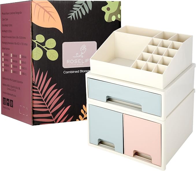 Stationery Organizer Box, Multifunctional Desktop Storage Box Set, Pen/Pencil, Remote Control, Office Supplies, Business Card Holder, Free Combination, [TBD-08] w/ 3 Drawers + 16 Slots - Image 6