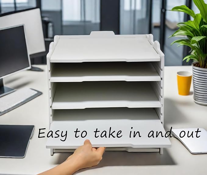18 1/8" L × 13 3/16" W × 12 9/16" H Standard Horizontal Letter Tray, Multi-Tier Desktop File Organizer, Paper Document Mail Sorter for Home Office Classroom – White(6 Tier-Horizontal) - Image 4