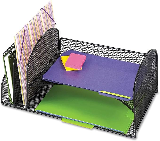 Safco 3264BL Onyx Mesh Desktop Organizer with 2 Vertical, 2 Horizontal Sections, Black - Image 2