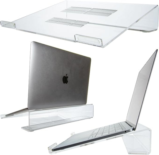 Mammoth DuraClear Acrylic Laptop Stand for Desk - Ergonomic 2.5" Elevation Acrylic Computer Riser - Laptop Stand Accessory for up to 21" Laptops by Mammoth