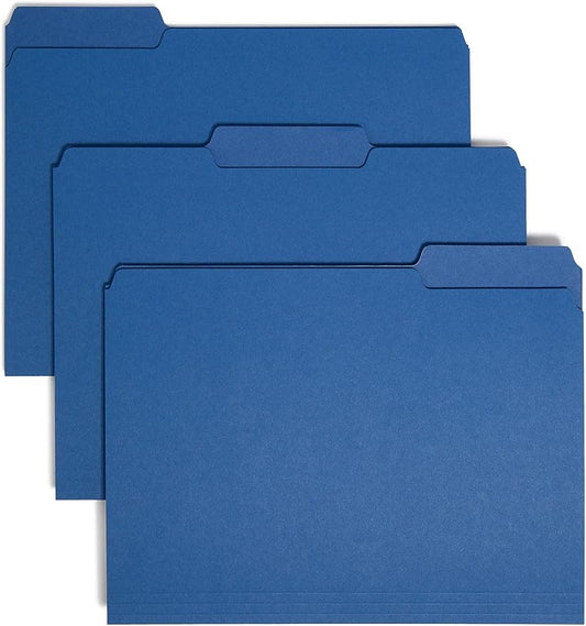 Smead Interior File Folder, 1/3-Cut Tab, Letter Size, Navy, 100 per Box, Expandable File Folders for Filing Cabinet by SMEAD
