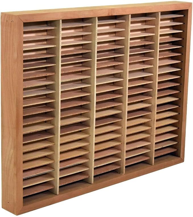 Kingdom Unfinished Wooden Cassette Tape Storage Rack, Audio Cassettes Organiser/Holder for Stamp Pads, Playing Cards, 100 Slots - Image 4