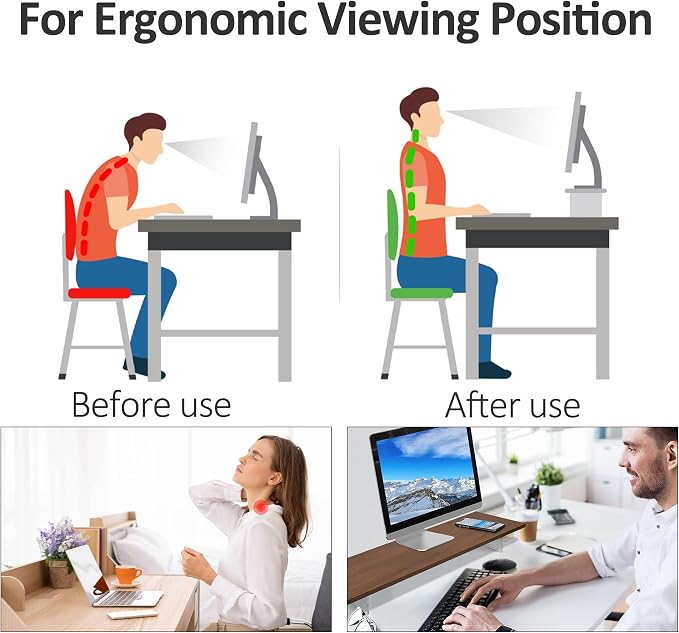 Monitor Stand Riser,Wood & Acrylic Computer Monitor Stand with LED Strip Light,Desk Accessories Desktop Organizer Stand for Computer,Laptop,Printer,PC & TV Screen - Image 6