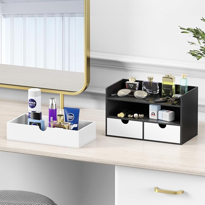 Bamboo Desk Organizer with Drawers, Desktop Storage for Office Supplies | 3 Drawers Desktop organizer, No Assembly Required, Natural Wood Wooden Desktop Drawers Box for Bills, Cosmetics, Seals, Paper - Image 6