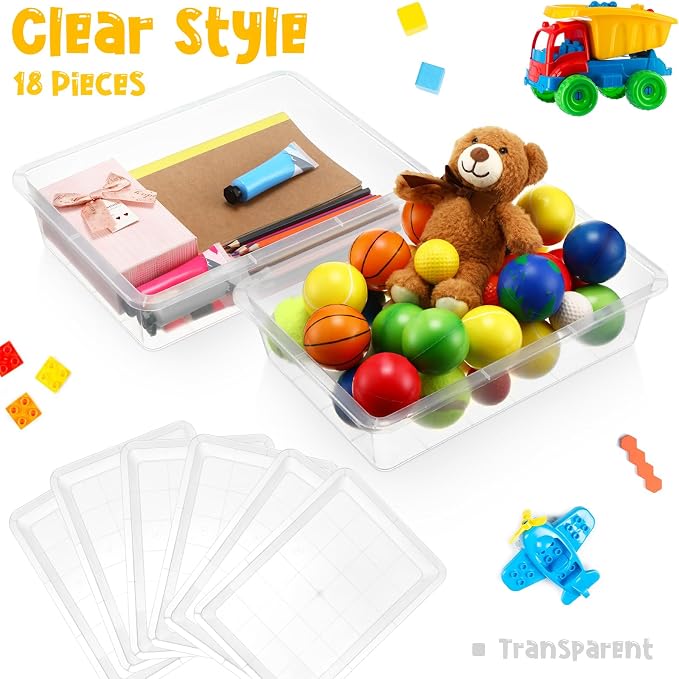 18 Pcs Flat Storage Organizer Bins Letter Size Paper Tray Classroom Storage Plastic Art Trays Classroom Pencil Organizer Baskets for School Office Teacher Book Organization(Transparent) - Image 4
