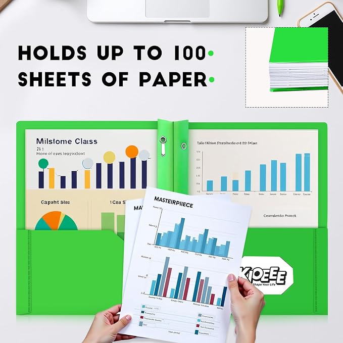 24 Pcs Plastic Folders with Pockets and Prongs (Multi-Colored),Letter Size,Business Card Slot,Bulk 2-Pocket Folder for School Office or Home,Durable Acid-Free Poly,Back to School Supplies - Image 5