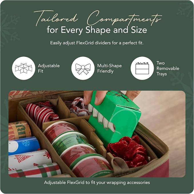 Covermates Keepsakes Gift Wrap Storage Organizer – Heavy-Duty Polyester with Buckle Straps & Interior Pockets – Holds Up to 15 Rolls of Gift Wrap with Handles & Label Window, Red - Image 5