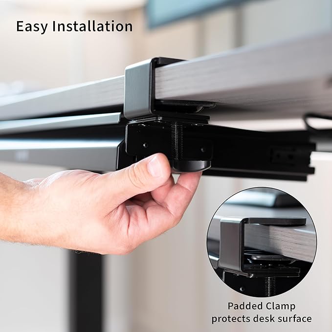 VIVO 22 inch Clamp-on Sliding Pull-out Under Table Drawer for Office Desk, Shallow Storage Organizer for Sit Stand Workstation, Black, DESK-DR22L - Image 5