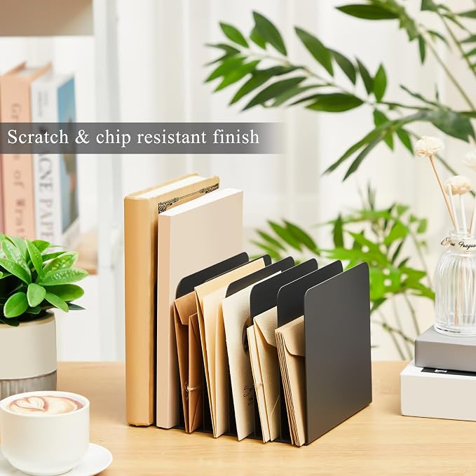 Suzile Metal Desktop File Organizer, 7 Compartments, Vertical File Sorter, Black, 5.79 W x 7.09 L x 5.41 H, Office, Reception Areas, Workspace - Image 3