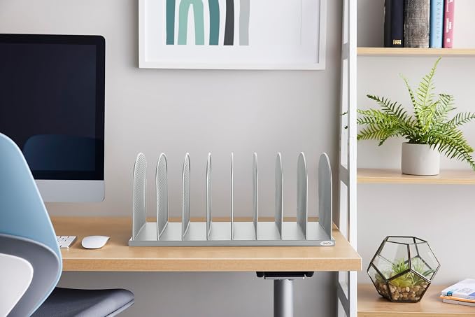 Safco Onyx Desk Organizer with 8 Vertical Sections, File Organizer for Home, Office, Classroom & More, Steel Mesh Construction - Image 2