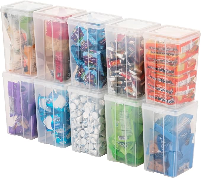 IRIS USA Flip Top Storage Containers |Made in USA| Medium (10-Pack) - Clear | Vertical Bins with Removable Lids for Organizing Office, Craft, Pantry, Art, Ephemera & Study Supplies by IRISUSA