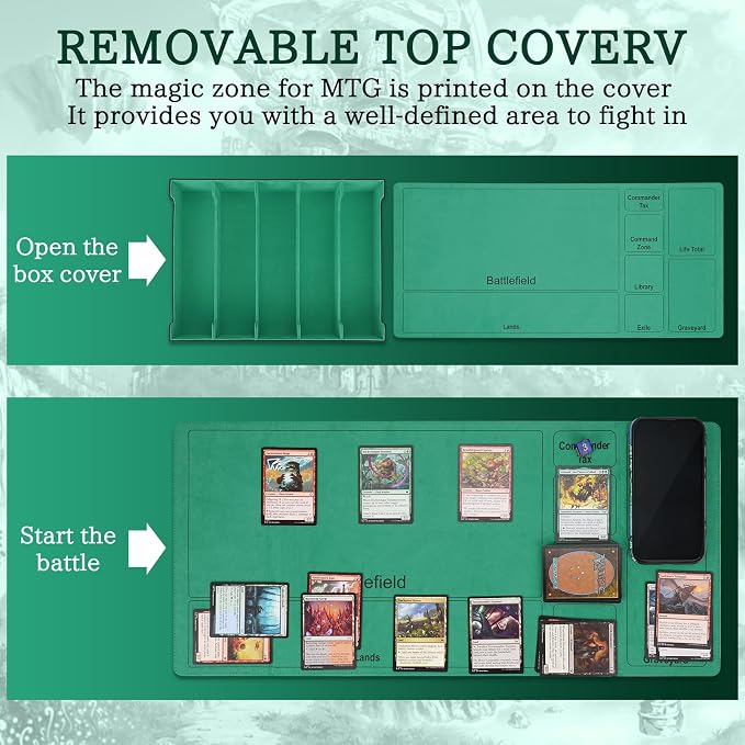 5 Row Trading Card Storage Box, 3800+Bulk Card Organizer Box with 20 Dividers & 5 Supporters, Graded Card Deck Box for YuGiOh, MTG, TCG Black/Green - Image 6