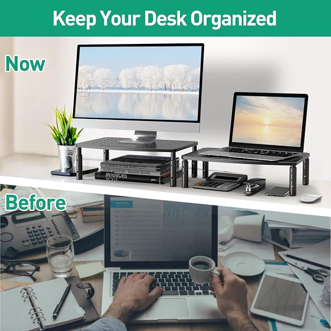 Zimilar Monitor Stands Risers, 3 Height Adjustable Monitor Riser for Laptop, Printer, iMac, PC, Premium Metal Computer Monitor Stand - Image 4