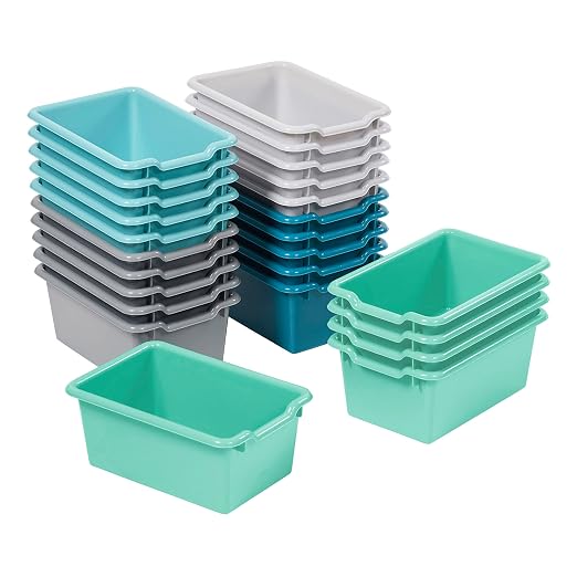 ECR4Kids Scoop Front Storage Bins, Multipurpose Organization, Contemporary, 25-Piece by ECR4Kids