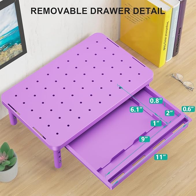 WALI Computer Monitor Stand with Storage, Monitor Riser 3 Height Adjustable | Laptop Riser with Airflow Vents, Desk Organizer for Computer, Printer, Notebook (PTT002-V), 1 Pack, Violet - Image 7