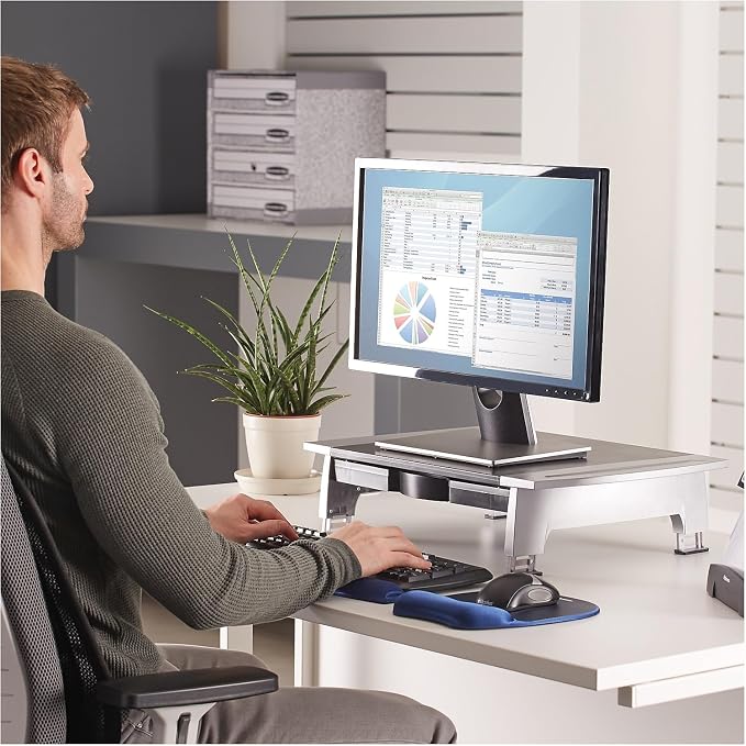 Fellowes 8031101 Monitor Riser,Adjustable,19-7/8-Inch x14-1/16-Inch x4-Inch -6-1/2-Inch,BK/SR - Image 7