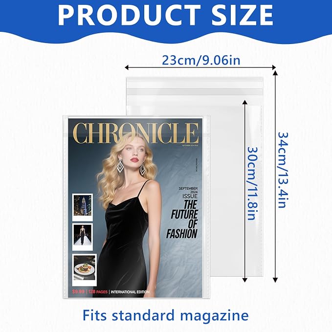 500 Pcs Clear Magazine & Comic Book Protector Sleeves Only - Heavy-Duty Bulk Supply for Resellers, Shops & Serious Archiving (23x30cm) - Image 2