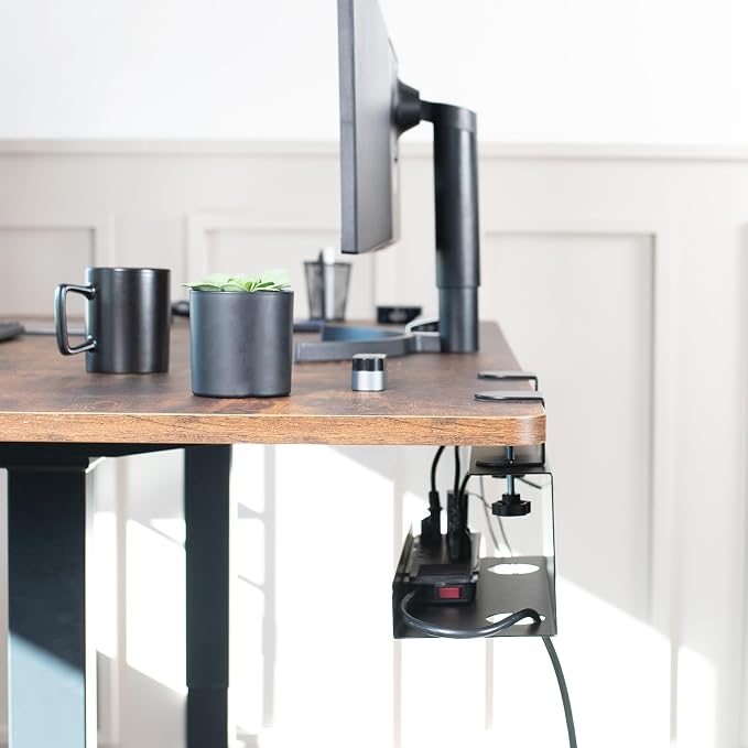 VIVO No Drill Clamp-on 17 inch Power Strip Cable Management Tray, Under Standing Desk Steel Cord Organizer, Black, DESK-CM6L-B - Image 9