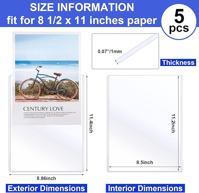 Teling 5 Pcs 8.5 x 11 Inch Rigid Sheet Protectors, Clear Plastic Document Sleeves, Hard Document Holder, Birth Certificate Protector Certificate Holder Clear Paper Protector for Important Documents - Image 2