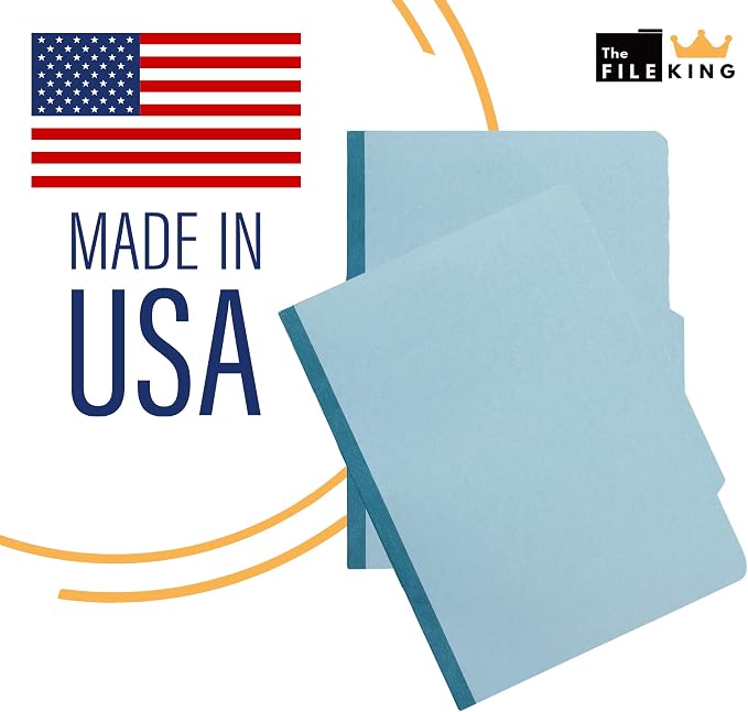 The File King Pressboard Classification Pale Blue Partition File Folder | Legal Size - Box of 10 | Two Dividers | Six 2” Durable Fastener Prongs | 2/5 Cut Top Tab | 2” Expansion - Image 5