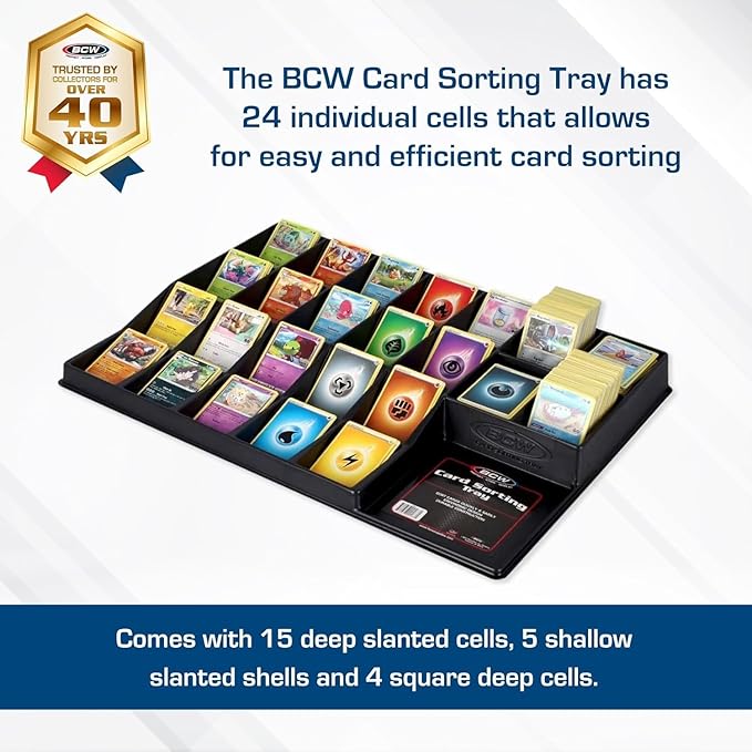 BCW Card Sorting Tray - 2 ct | 24-Cell Trading Card Organizer for TCG & Sports Cards | Compatible with Popular Games Like Pokémon, Baseball, and Magic Cards | Lightweight Card Sorter Tray - Image 2