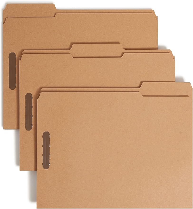 Smead Fastener File Folder, 2 Fasteners, Reinforced 1/3-Cut Tab, Letter Size, Kraft, 50 per Box (14837) by SMEAD