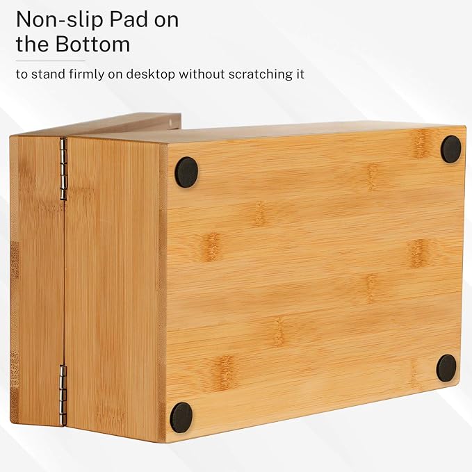 MaxGear Bamboo Business Card Organizer for 3" x 5" Cards | Index Card Holder for Desk, Index Cards Box with A-Z Tabs, Holds 600 Cards, Desktop Organizers for Home, Office - Image 4