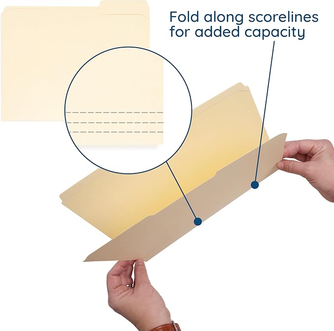 Blue Summit Supplies 100 Heavy Duty Manila File Folders, Letter Size, 14pt | Heavy duty 14pt manila, reinforced 1/3 cut tabs, for office, home, and classroom document filing - Image 2