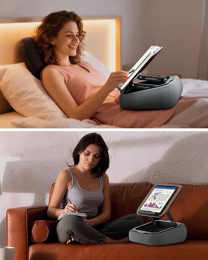 Lap Beanbag Book Stand with Storage, Adjustable Reading Pillow for Bed & Desk, Multi-Angle Book Stand Pillow Holder, Hands-Free Lap Reading Stand for Book,iPad, Tablet - Image 2