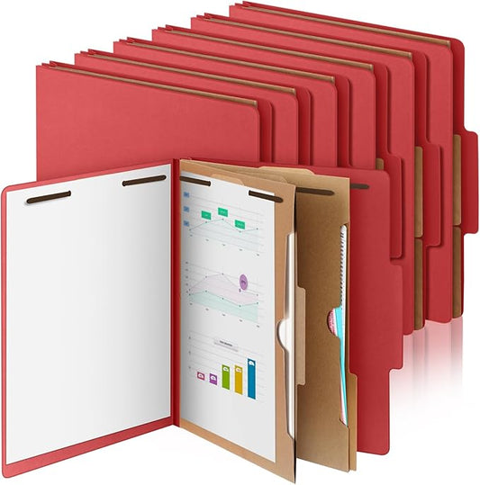 12 Pcs Skyygemm Classification Folder Letter Size, 2 Pocket File,Red | Back to School Supplies, File Organizer with Fastener, Expanding File Organizer Bulk for Office Employee, Staff, Teacher by Skyygemm