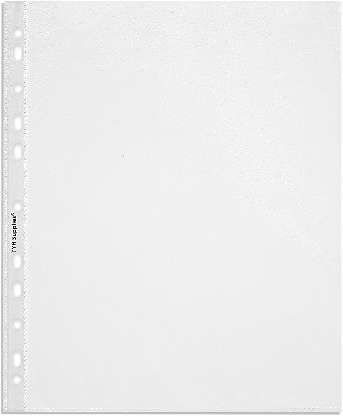 TYH Supplies 50 Pack Non-Glare Sheet Protectors for 3 Ring Binder, 8.5 x 11 Letter Size | Clear Matte Plastic Page Protectors, 11-Hole Punched | Top Loading Sleeves for School Office Classroom Home - Image 3