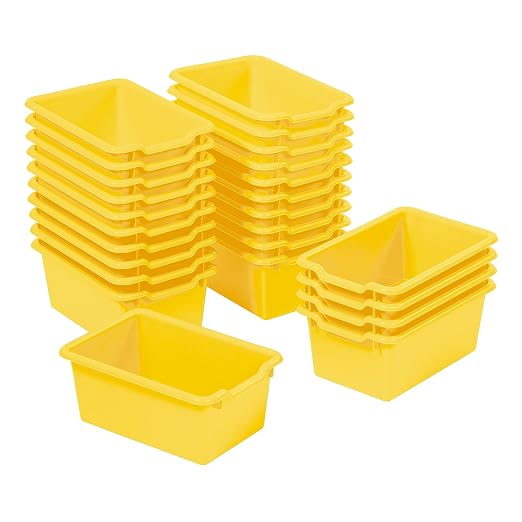 ECR4Kids Scoop Front Storage Bins, Multipurpose Organization, Yellow, 25-Piece by ECR4Kids