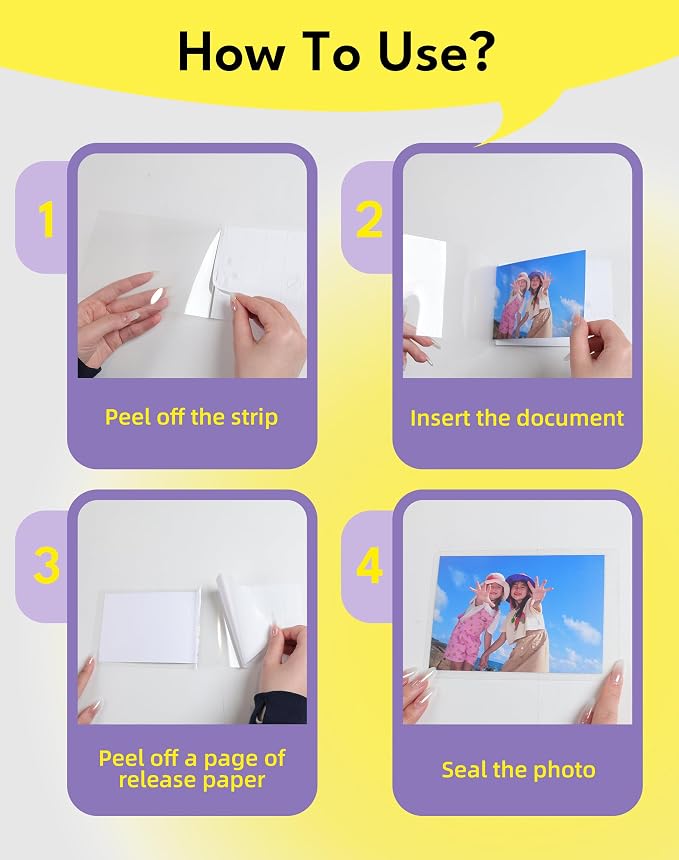 Uinkit 10Mil Matte Self Seal Laminating Pouches, 60Pack 5x7 Thick Double-Sided for Certificates, Art Prints, Diplomas, Premium No-Glare Display Protection- No Machine - Image 9