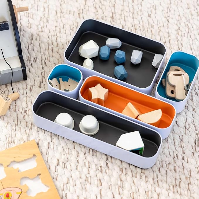 Three by Three Seattle Metal Drawer Organizer Tray Set, 5-Pc (Multicolor) | Deep 2" food-safe metal bins; soft non-scratch base; perfect for kitchen utensils, tools & bulkier drawer items - Image 6