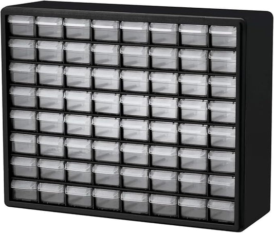 Akro-Mils 64-Drawer Plastic Storage Cabinet, 20" W x 6" D x 16" H, Black | Plastic Cabinet w/ Drawers for Garage Organization, Beads, Building Bricks Storage, Teacher Toolbox, Makeup Organizer, 10164 by Akro-Mils