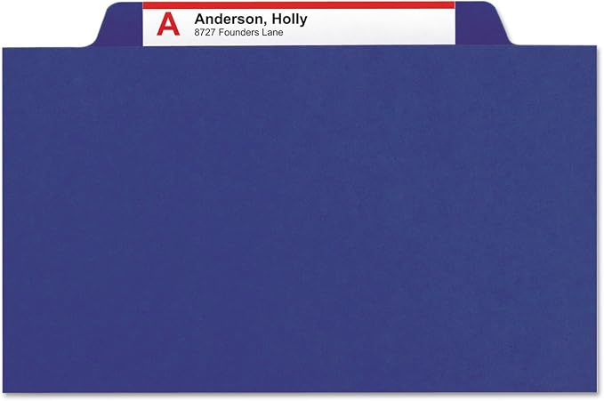 Smead Pressboard Classification Folder with Pocket-Style Divider and SafeSHIELD Fasteners, 2 Dividers, 2" Expansion, Letter Size, Dark Blue, 10 per Box (14077) - Image 7
