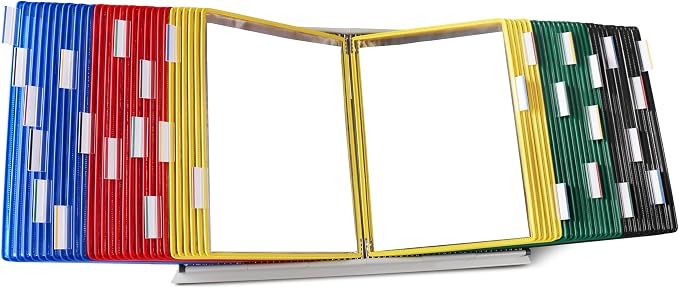 Tarifold Desktop Reference Display System, 60 Pockets, Assorted Colors | 60 Double-Sided PVC Pockets, Holds 120 Letter-Size Sheets, Sturdy Metal Base, Quick-Find Indexing, Quick and Easy to Assemble by TARIFOLD